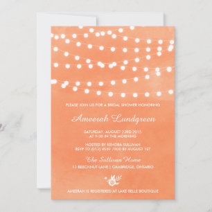 Fairy Lights Orange Bridal Dusche Einladung