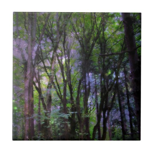 Fairy Lights Surreal Forest Fliese (Vorderseite)