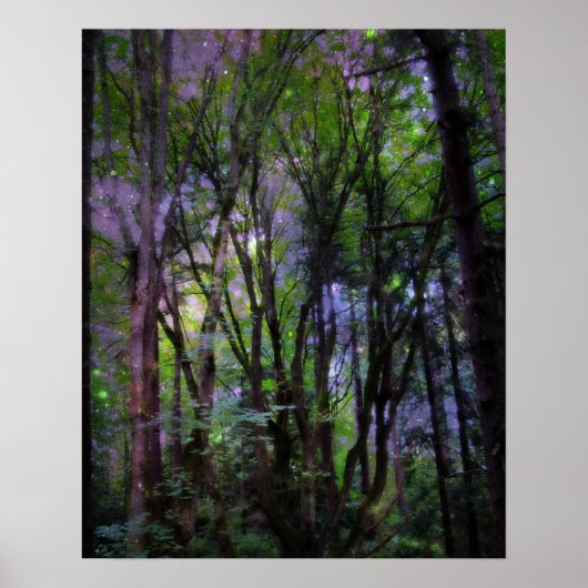 Fairy Lights Surreal Forest Poster Print (Vorne)