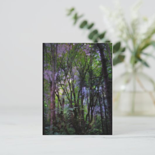 Fairy Lights Surreal Forest Postkarte (Stehend Vorderseite)