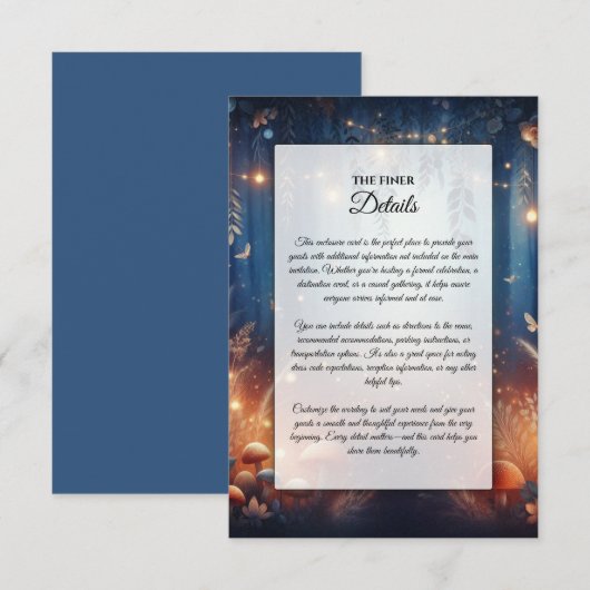 Fairy Lights und Moonlit Forest Magic Wedding Begleitkarte (Vorne/Hinten)