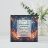 Fairy Lights und Moonlit Forest Magic Wedding Einladung (Stehend Vorderseite)