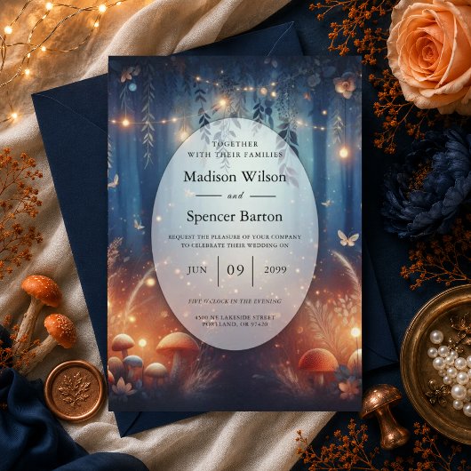 Fairy Lights und Moonlit Forest Magic Wedding Einladung