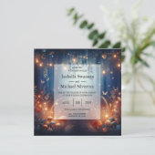 Fairy Lights und Moonlit Forest Magic Wedding Einladung (Stehend Vorderseite)