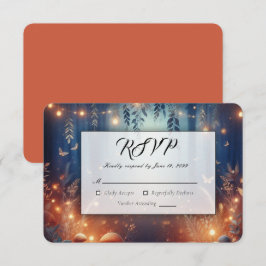 Fairy Lights und Moonlit Forest Magic Wedding RSVP Karte