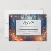 Fairy Lights und Moonlit Forest Magic Wedding RSVP Karte (Vorderseite)
