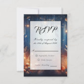 Fairy Lights und Moonlit Forest Magic Wedding RSVP Karte (Vorderseite)