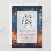 Fairy Lights und Moonlit Forest Magic Wedding Save The Date (Vorderseite)