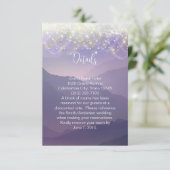 Fairy Lights Violet Lila Wedding Begleitkarte (Stehend Vorderseite)