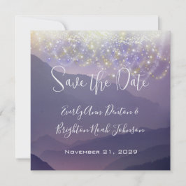 Fairy Lights Violet Lila Wedding Save the Date Einladung