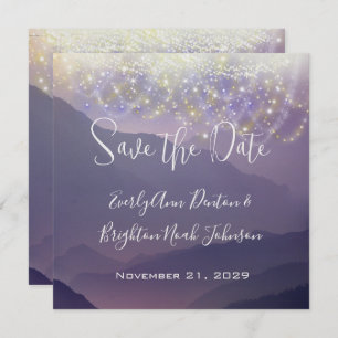 Fairy Lights Violet Lila Wedding Save the Date Einladung