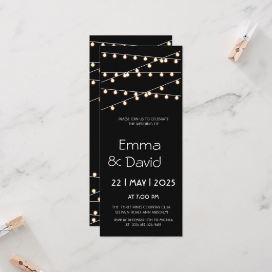 FAIRY LIGHTS WEDD INVITATION EINLADUNG (Vorderseite/Rückseite Beispiel)