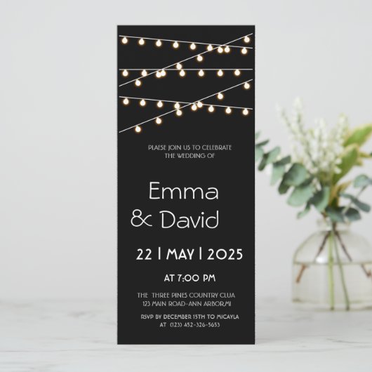 FAIRY LIGHTS WEDD INVITATION EINLADUNG (Stehend Vorderseite)