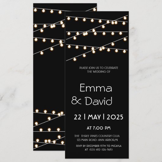 FAIRY LIGHTS WEDD INVITATION EINLADUNG (Vorne/Hinten)