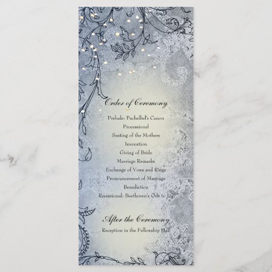 Fairy Lights Whimsy Blue Wedding Program Programm (Rückseite)