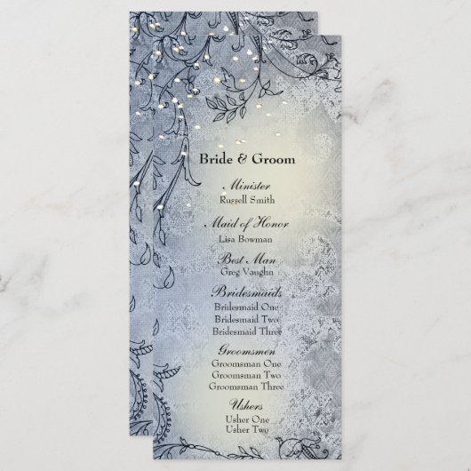 Fairy Lights Whimsy Blue Wedding Program Programm (Vorne/Hinten)