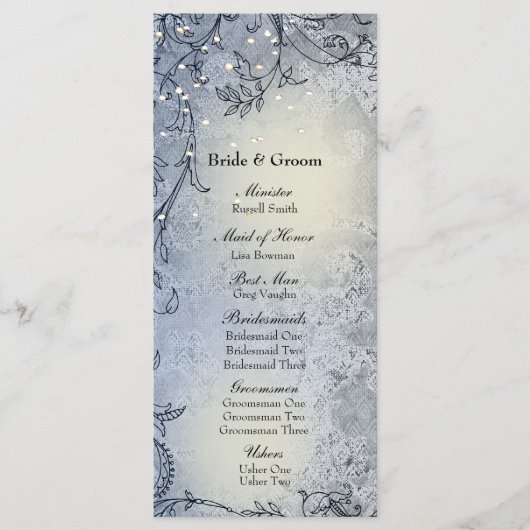 Fairy Lights Whimsy Blue Wedding Program Programm (Vorderseite)