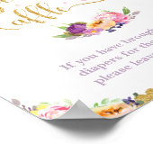 Fairy Lila Pink Floral Baby Diaper Raffle-Zeichen Poster (Ecke)