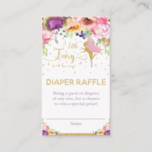 Fairy Lila Pink Floral Diaper Raffle Ticket Begleitkarte
