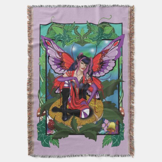 Fairy Lila Red Mushroom Gothic Decke (Vorderseite Vertikal)