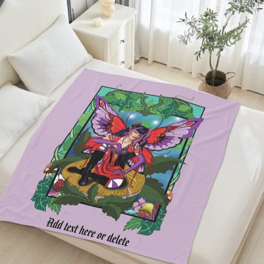 Fairy Lila Red Mushroom Gothic Fleecedecke