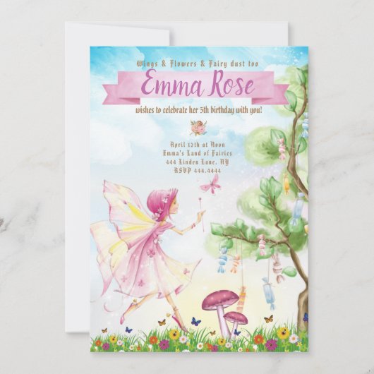Fairy Magic Birthday Party Einladung (Vorderseite)