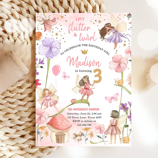 Fairy Magical Forest Garden Girl Fairy Birthday Einladung