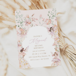 Fairy Magical Pink Floral Girls Geburtstag Einladung