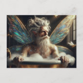 Fairy man Gray Hair im Bubblebath Postkarte (Vorderseite)
