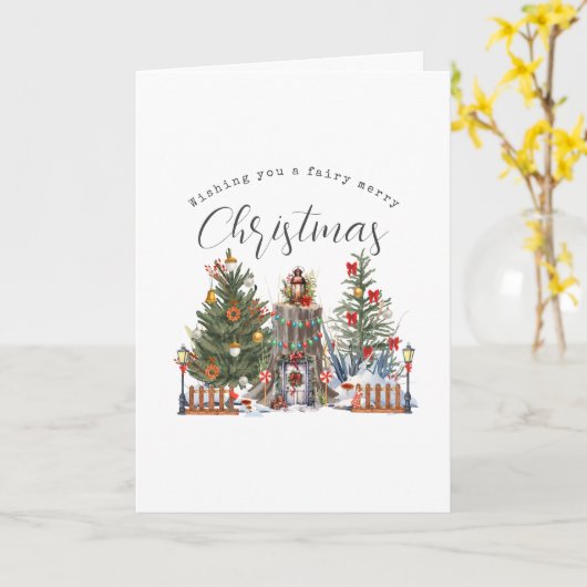 Fairy Merry Christmas Woodland Forest Foto Karte (Gelbe Blume)