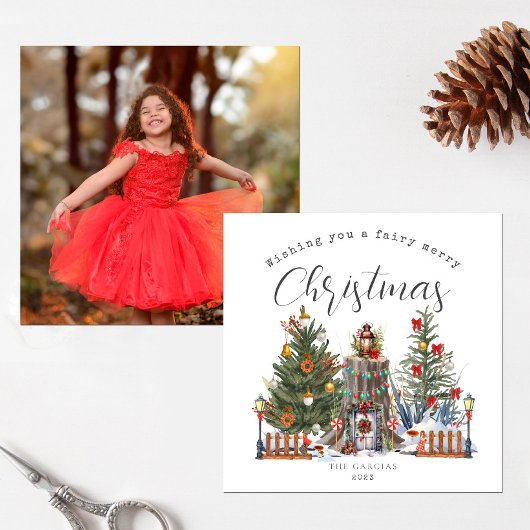 Fairy Merry Christmas Woodland Forest Foto Karte