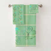 Fairy Misty Green Kleeblatts Badhandtuch Set (Insitu)