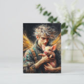 Fairy mit Baby Pig Postkarte (Stehend Vorderseite)