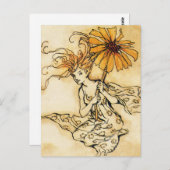 Fairy mit Blume Postcard Postkarte (Vorne/Hinten)