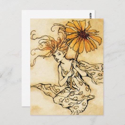 Fairy mit Blume Postcard Postkarte (Vorne/Hinten)
