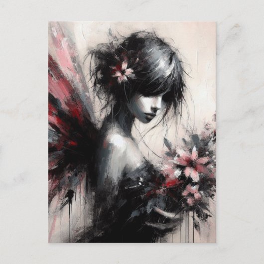 Fairy mit Blume Postkarte (Vorderseite)