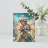 Fairy mit Blume Postkarte (Stehend Vorderseite)