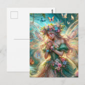 Fairy mit Blume Postkarte (Vorne/Hinten)
