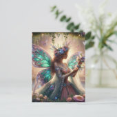 Fairy mit Blume Postkarte (Stehend Vorderseite)
