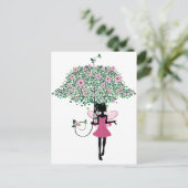 Fairy mit Blumenschirm Postkarte (Stehend Vorderseite)