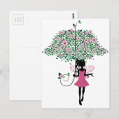 Fairy mit Blumenschirm Postkarte (Vorne/Hinten)
