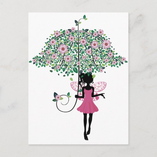 Fairy mit Blumenschirm Postkarte (Vorderseite)
