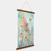 Fairy mit Butterfly Fantasy Illustration Art Wandteppich Mit Holzrahmen (Gewinkelt)