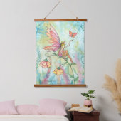 Fairy mit Butterfly Fantasy Illustration Art Wandteppich Mit Holzrahmen (Schlafzimmer)