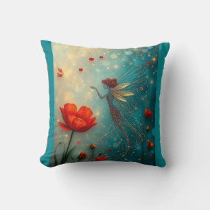 Fairy mit den Poppy-Blume Kissen