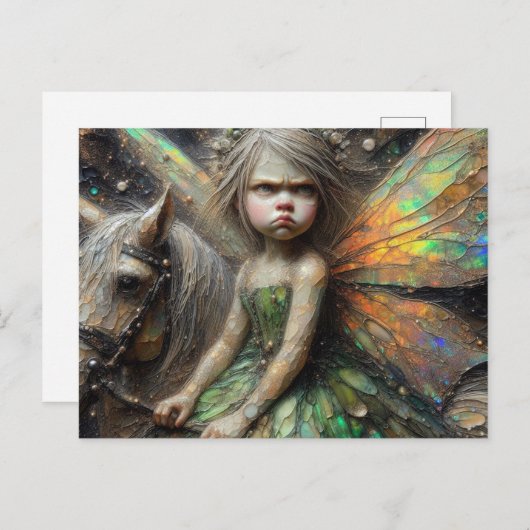Fairy mit einer Einstellung und Pony Postkarte (Vorne/Hinten)