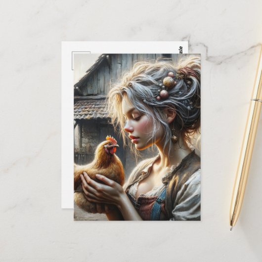 Fairy mit Hen Postkarte (Vorderseite/Rückseite Beispiel)