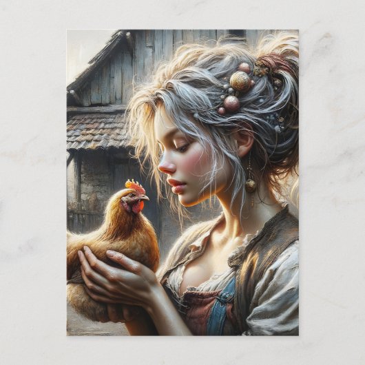 Fairy mit Hen Postkarte (Vorderseite)