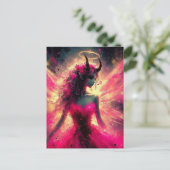 Fairy mit Hörnern, die sie in Rosa aufhalten Postkarte (Stehend Vorderseite)