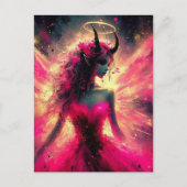 Fairy mit Hörnern, die sie in Rosa aufhalten Postkarte (Vorderseite)